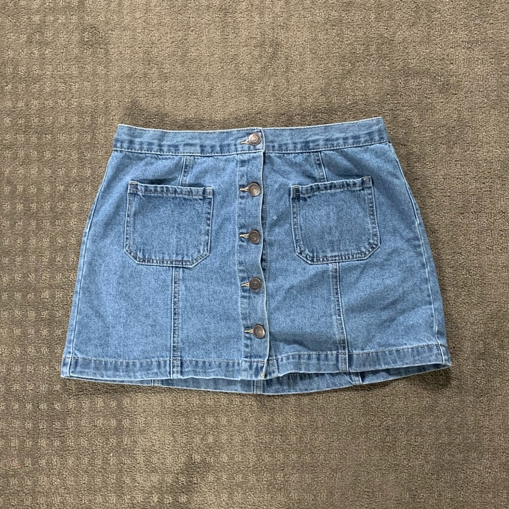 Button-Up Denim Skirt